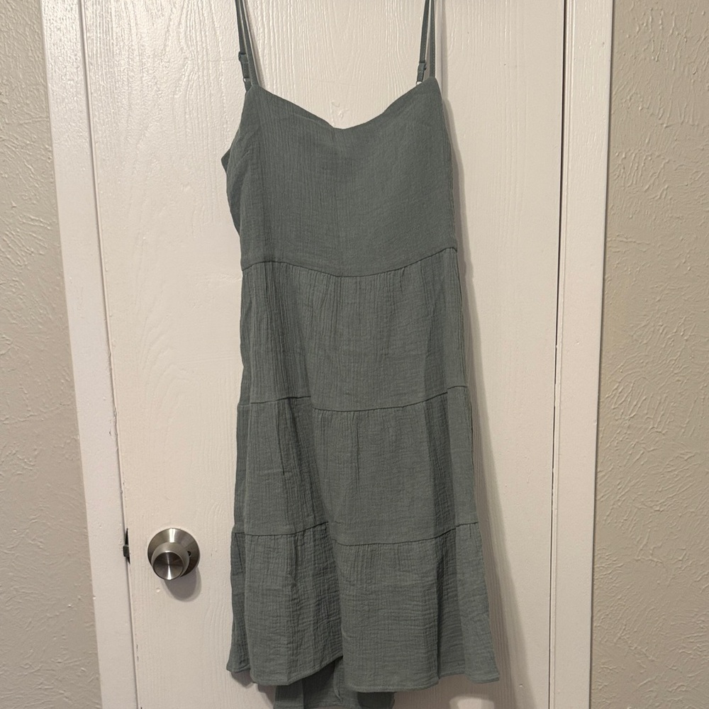 Wishlist Sage Green Tiered Spaghetti-Strap Dress